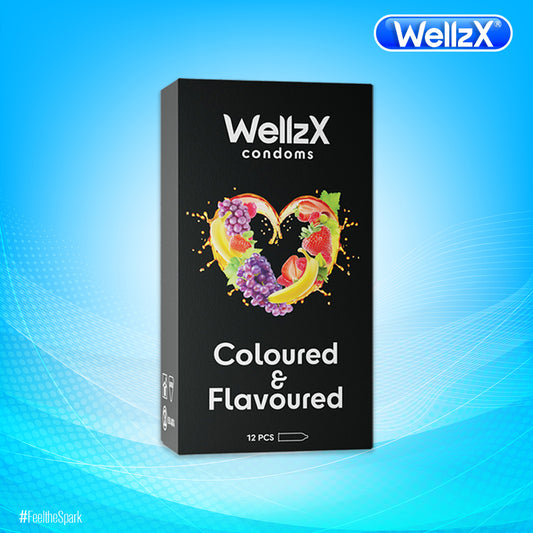 WellzX Condoms Coloured& Flavoured 12Pcs